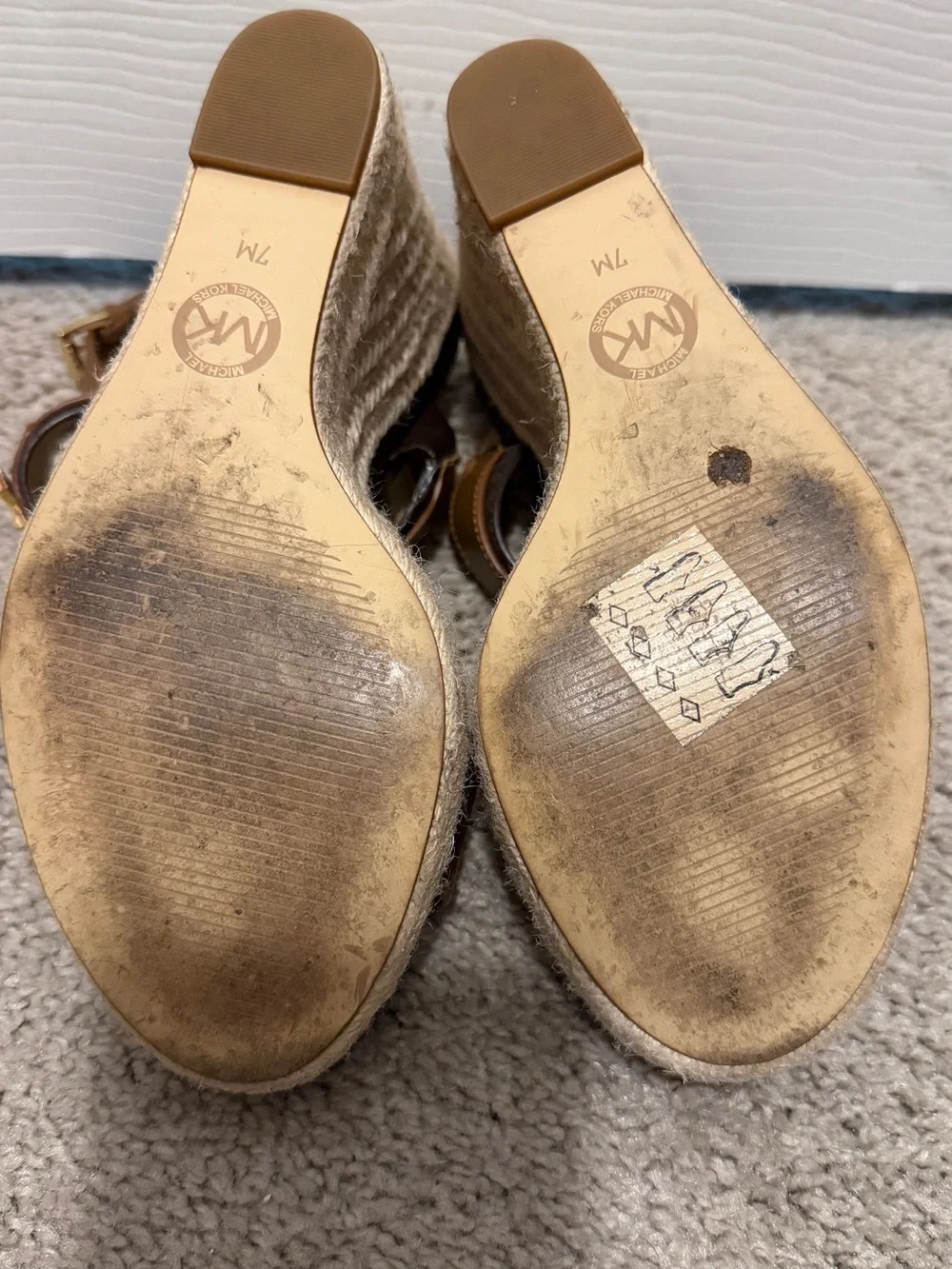 Michael Kors Brown Logo Espadrille Wedge Sandals